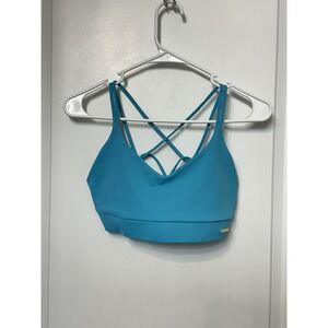 Cleo Harper Sports Bra Size‎ M Blue Strappy Back Stretch Athleisure Yoga Workout